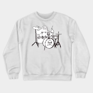 Black Line Drum Set Sloth Crewneck Sweatshirt